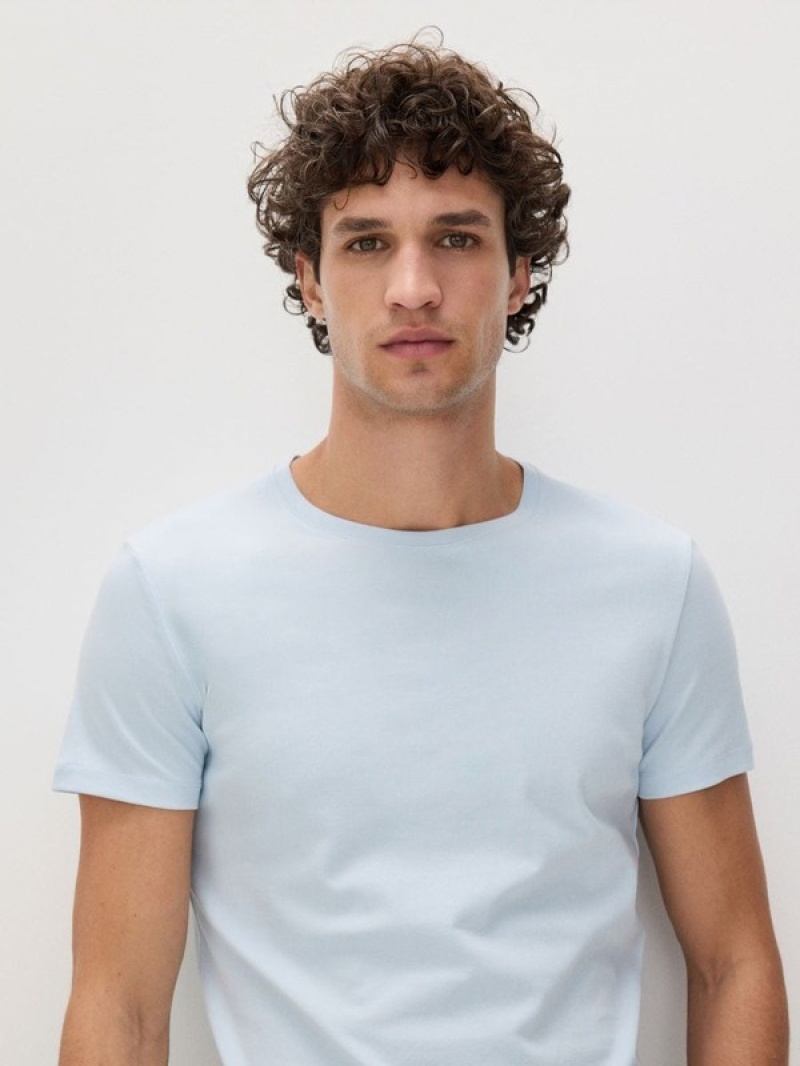 Blue Reserved Slim Fit Men's T-shirts | LMSF-45286