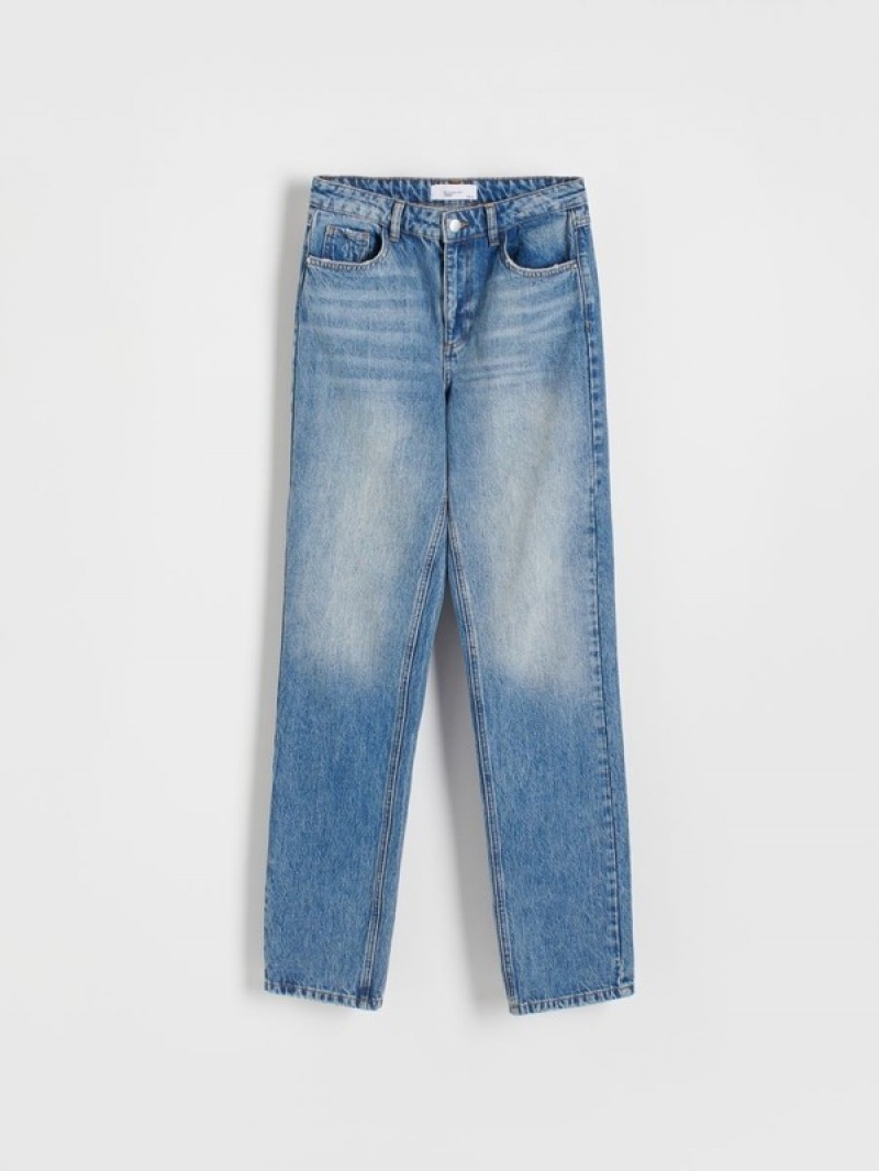 Blue Reserved Straight Women's Jeans | QZNP-92364