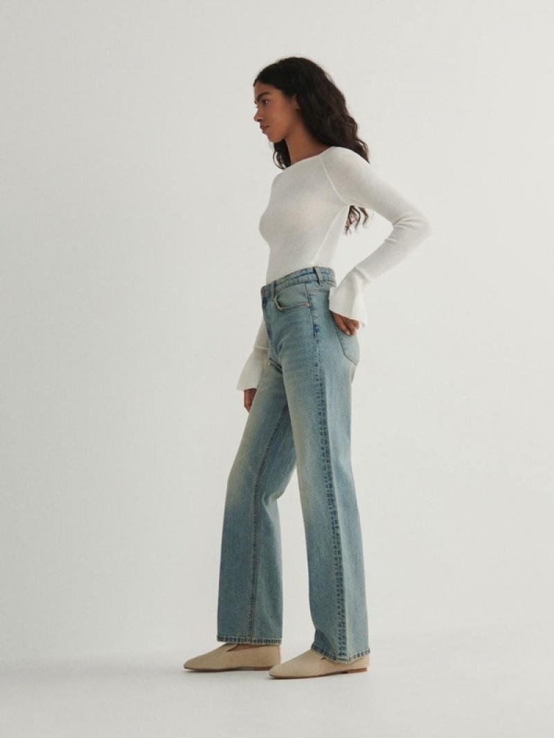 Blue Reserved Straight Women's Jeans | YRKV-43721