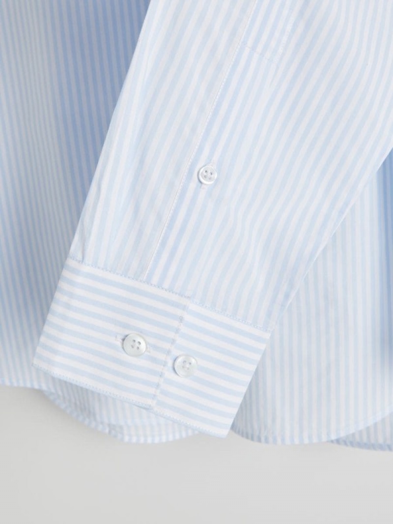 Blue Reserved Striped Slim Fit Men's Shirts | HLKX-56708