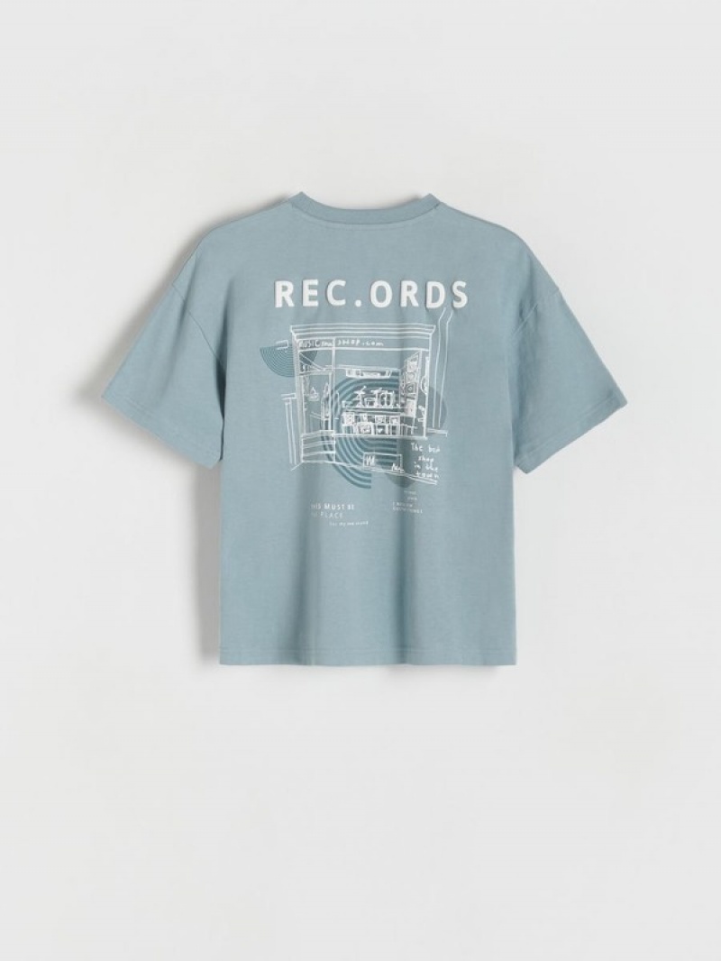 Blue Reserved T-print Boys' T-shirts | FBDM-75608