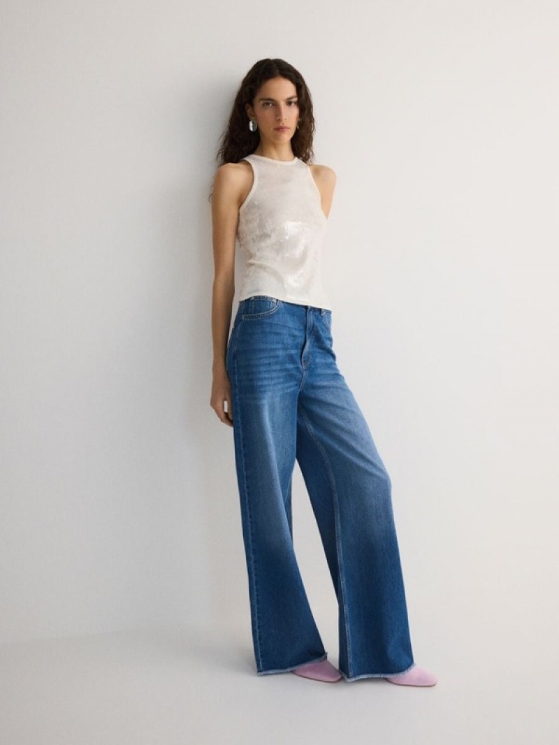 Blue Reserved Wide Leg Women's Jeans | BSYE-24710