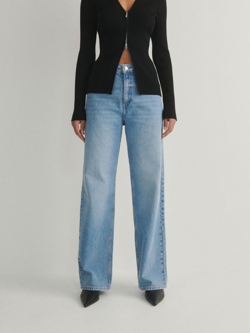 Blue Reserved Wide Leg Women's Jeans | CMDA-24607