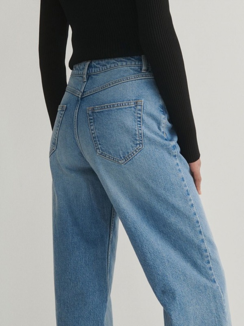 Blue Reserved Wide Leg Women's Jeans | CMDA-24607