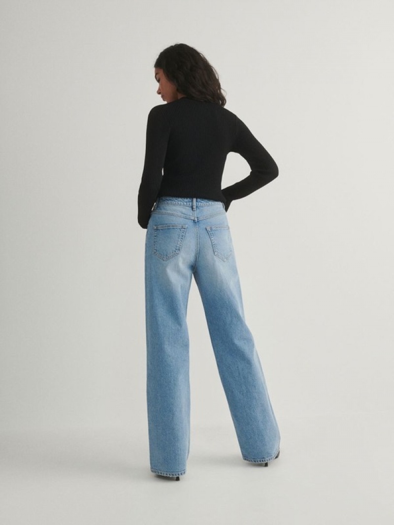 Blue Reserved Wide Leg Women's Jeans | CMDA-24607