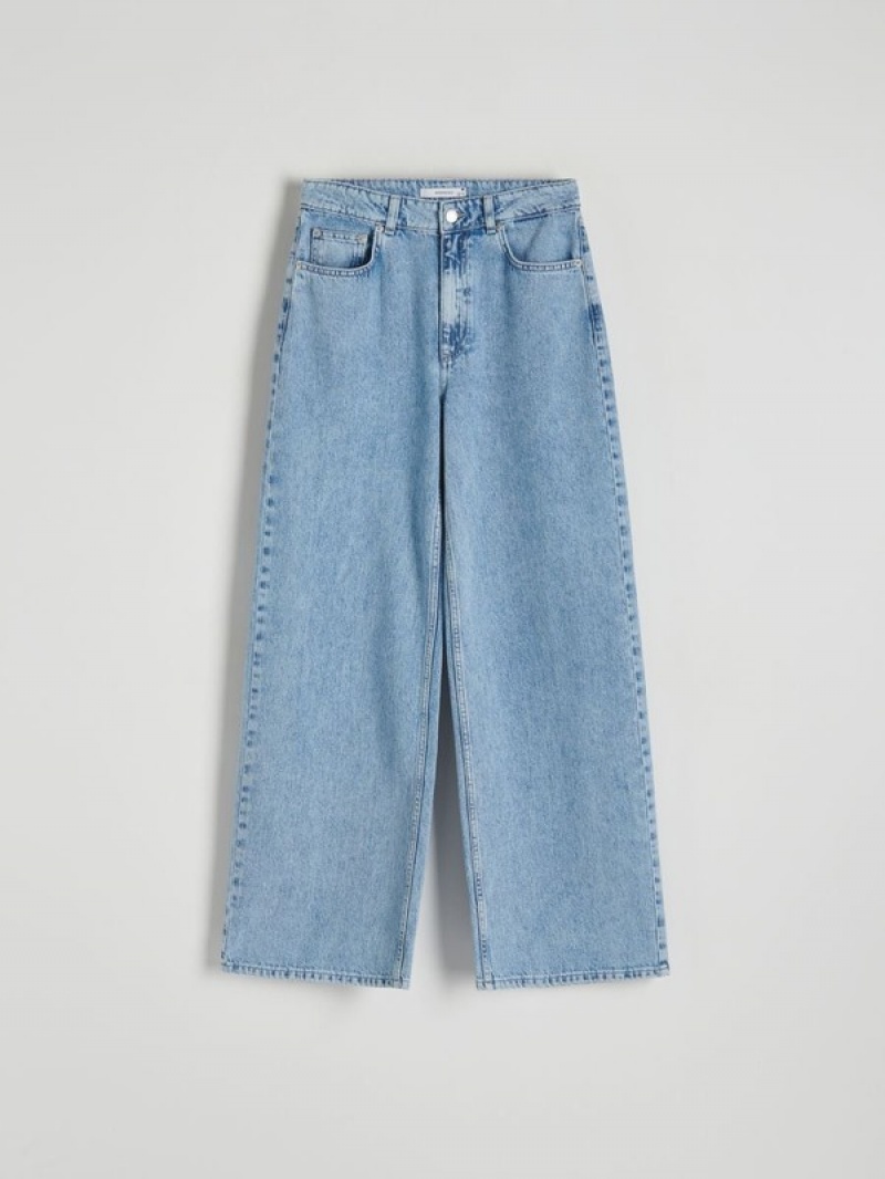 Blue Reserved Wide Leg Women's Jeans | FJNA-70543