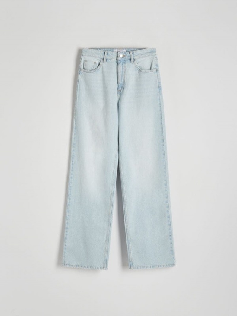 Blue Reserved Wide Leg Women's Jeans | PBKF-95671