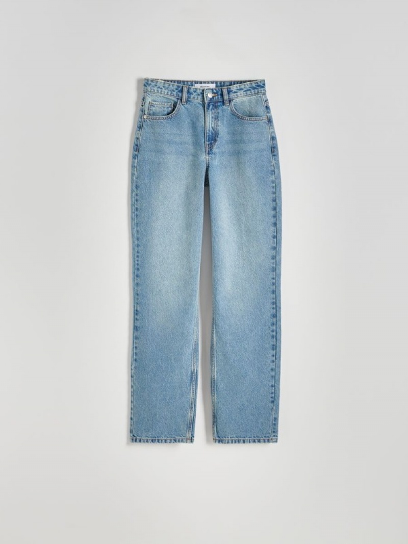 Blue Reserved Wide Leg Women's Jeans | TMUE-29051