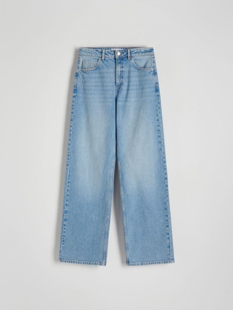 Blue Reserved Wide Leg Women's Jeans | UETK-37609