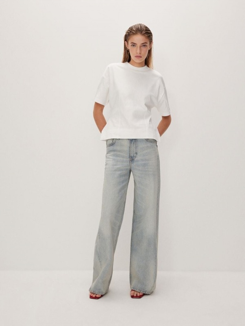 Blue Reserved Wide Leg Women's Jeans | YCVT-95134