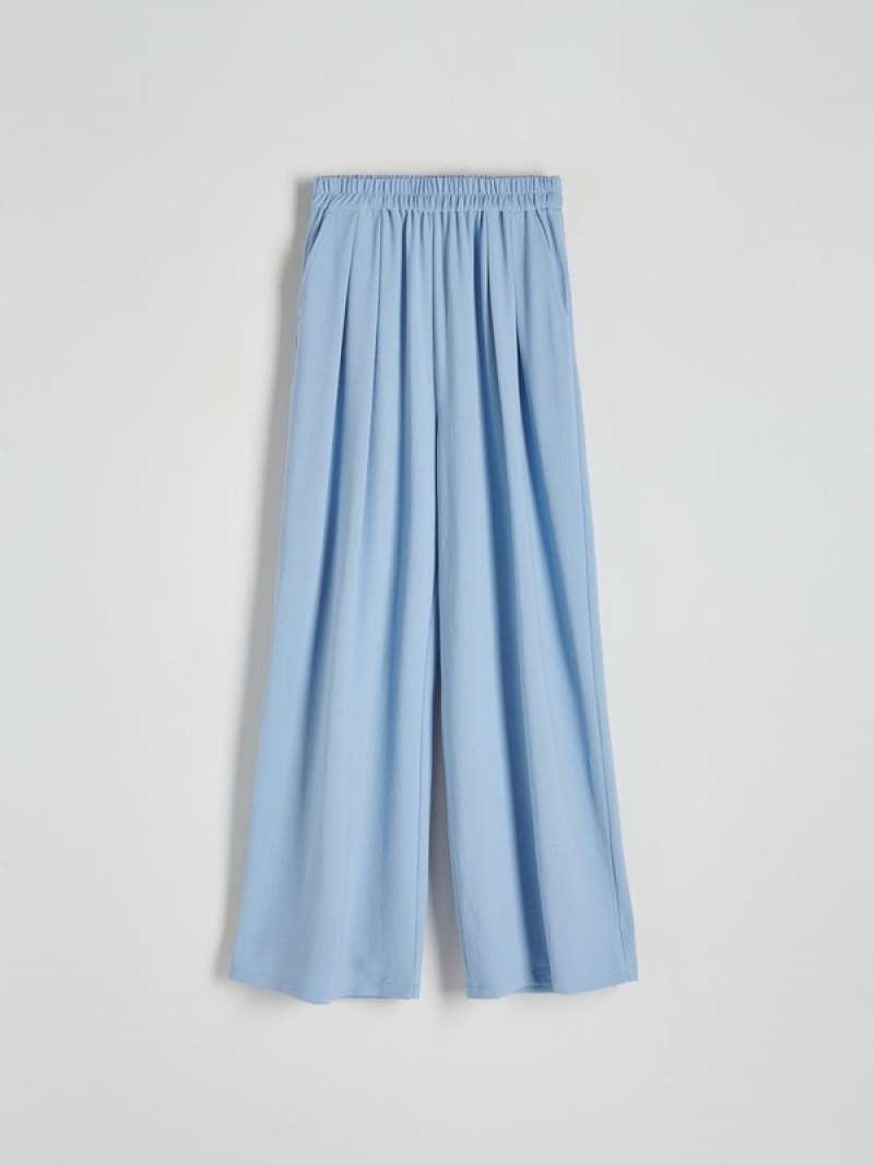 Blue Reserved Wide Leg Women's Trousers | RWBX-61530