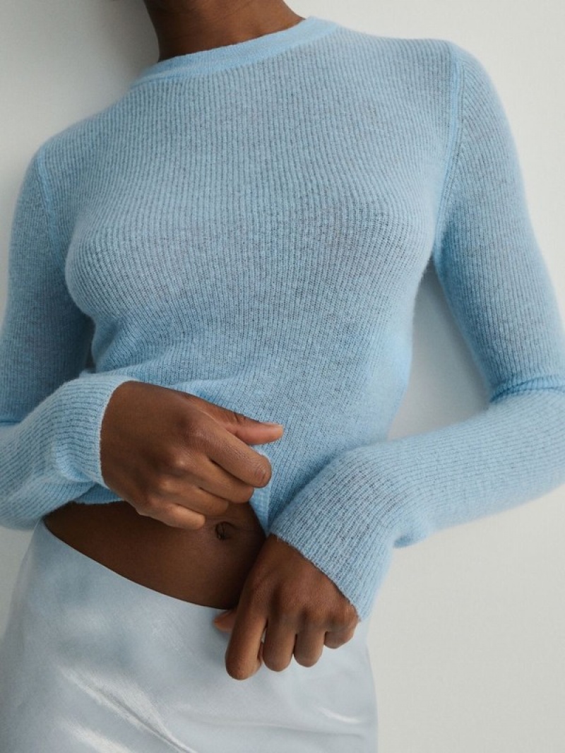 Blue Reserved Wool Blend Women's Sweaters | DMKO-98214