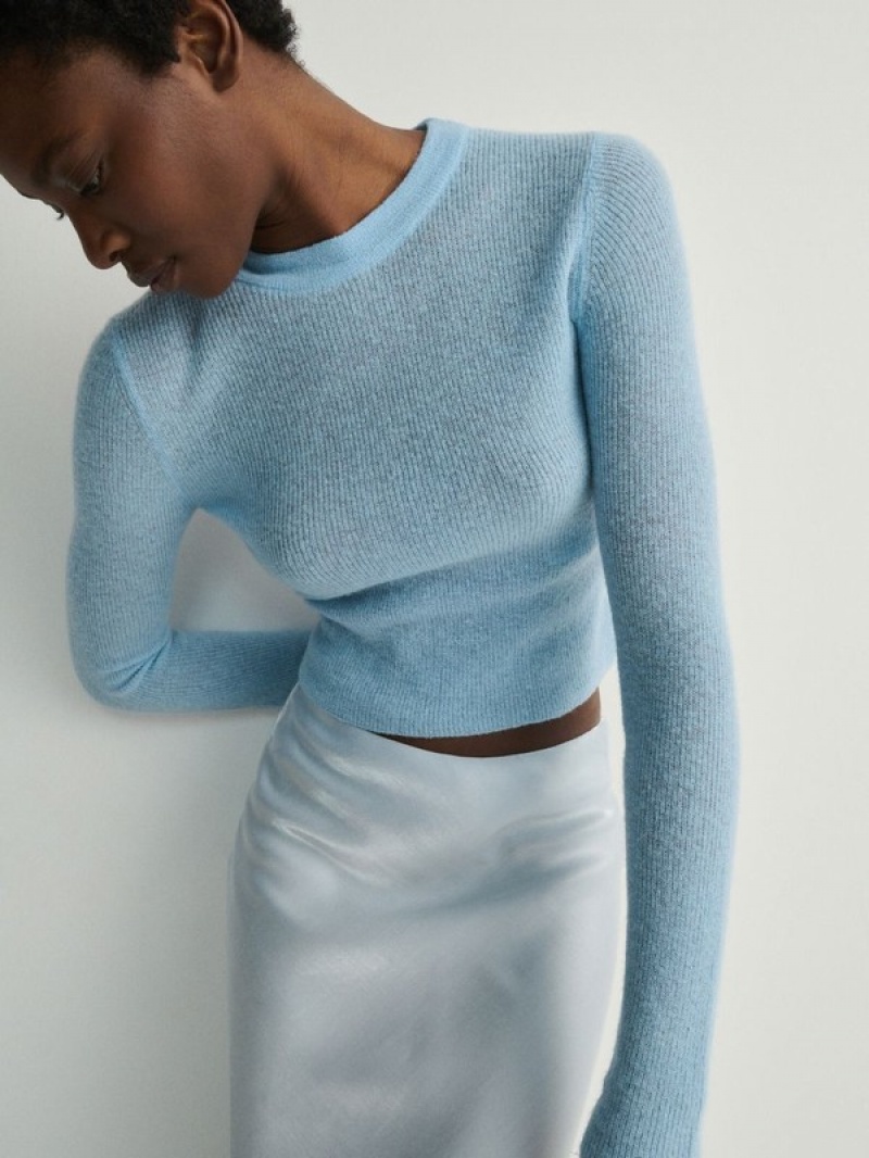 Blue Reserved Wool Blend Women's Sweaters | DMKO-98214