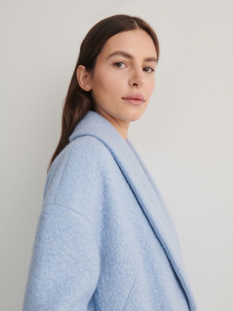 Blue Reserved Wool Women's Coats | QZEI-85692