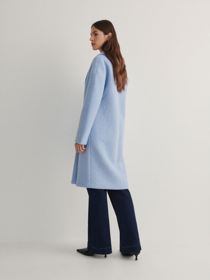 Blue Reserved Wool Women's Coats | QZEI-85692