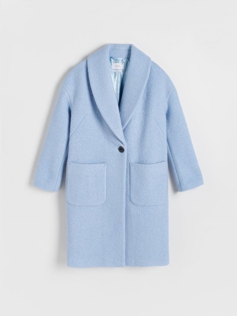 Blue Reserved Wool Women's Coats | QZEI-85692