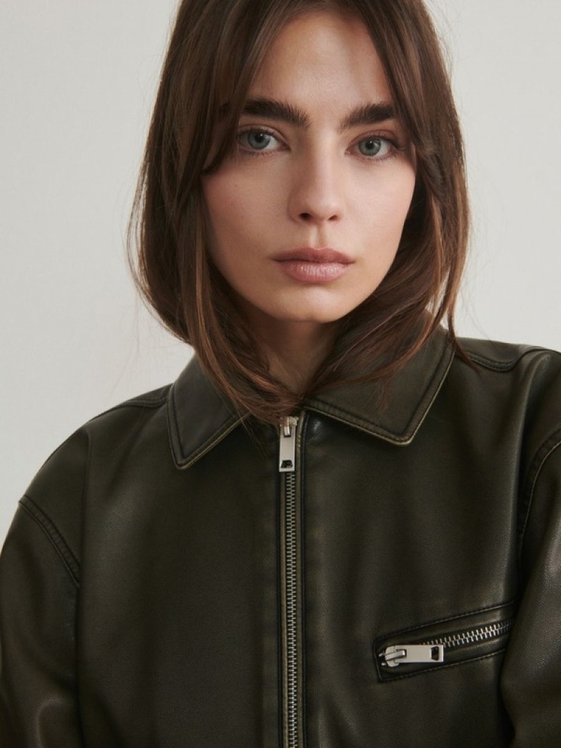 Brown Reserved Aged Effect Women's Jackets | CRTF-29613