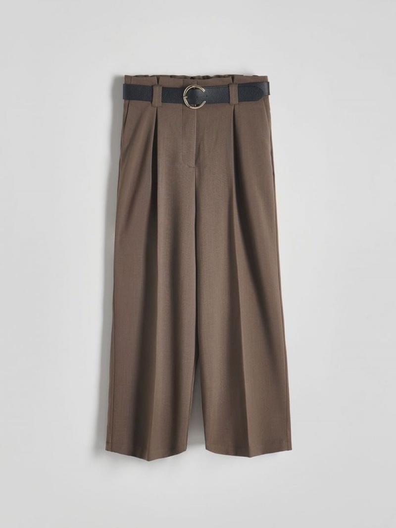 Brown Reserved Belt Women's Trousers | GVZD-86504