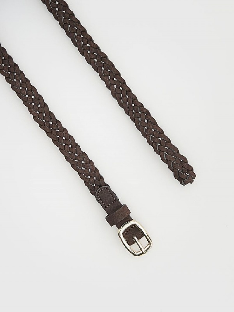 Brown Reserved Braided Women's Belts | USMP-80623