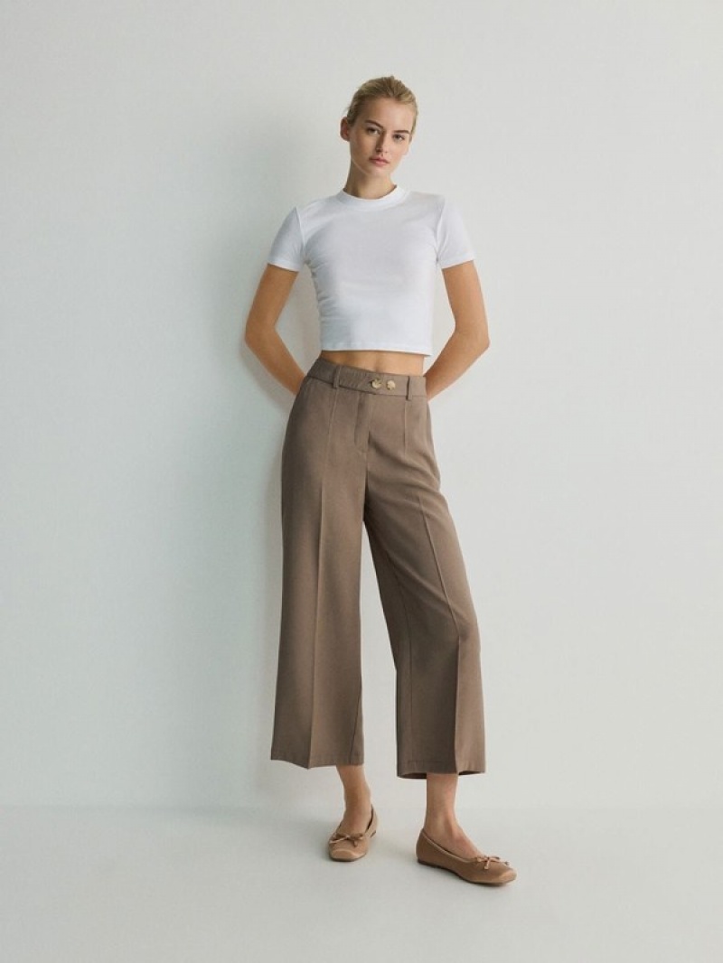 Brown Reserved Culottepressed Crease Women's Trousers | WKHC-53918