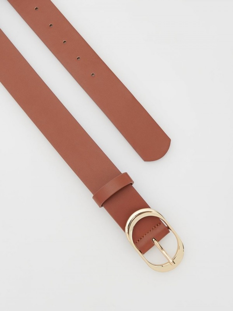 Brown Reserved Faux Leather Women's Belts | MJBE-16038