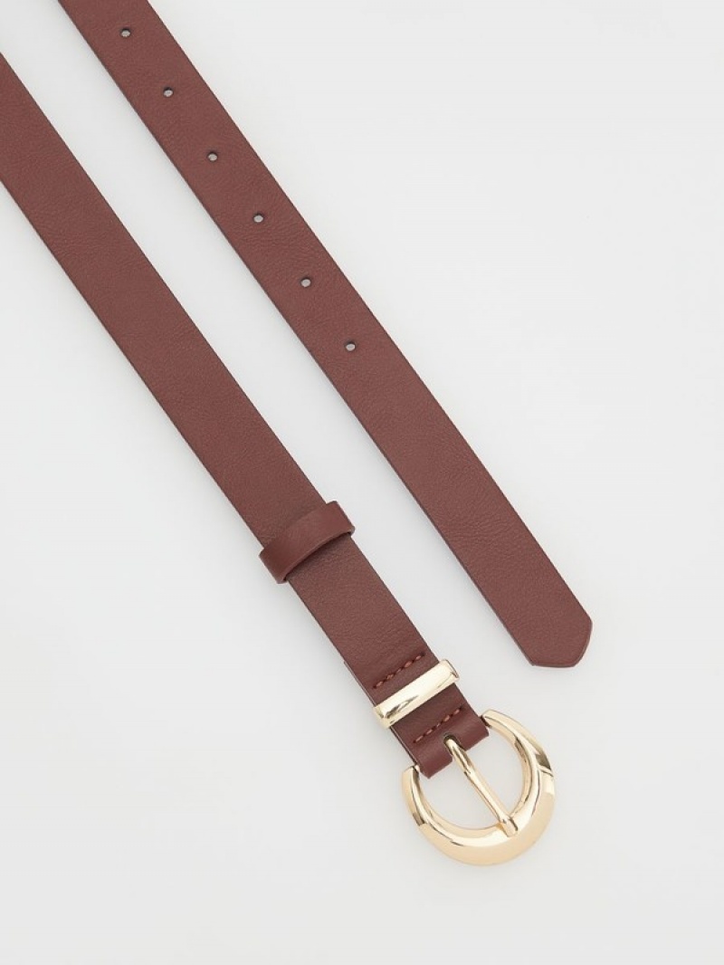 Brown Reserved Faux Leather Women's Belts | BGRU-81527