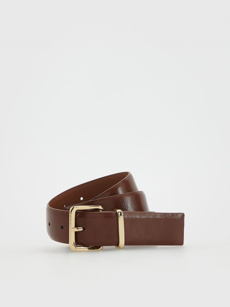 Brown Reserved Leather Women's Belts | UFAZ-76509