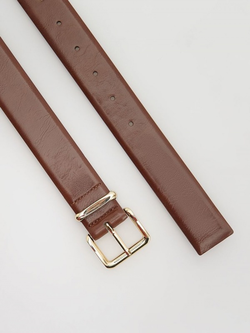 Brown Reserved Leather Women's Belts | UFAZ-76509