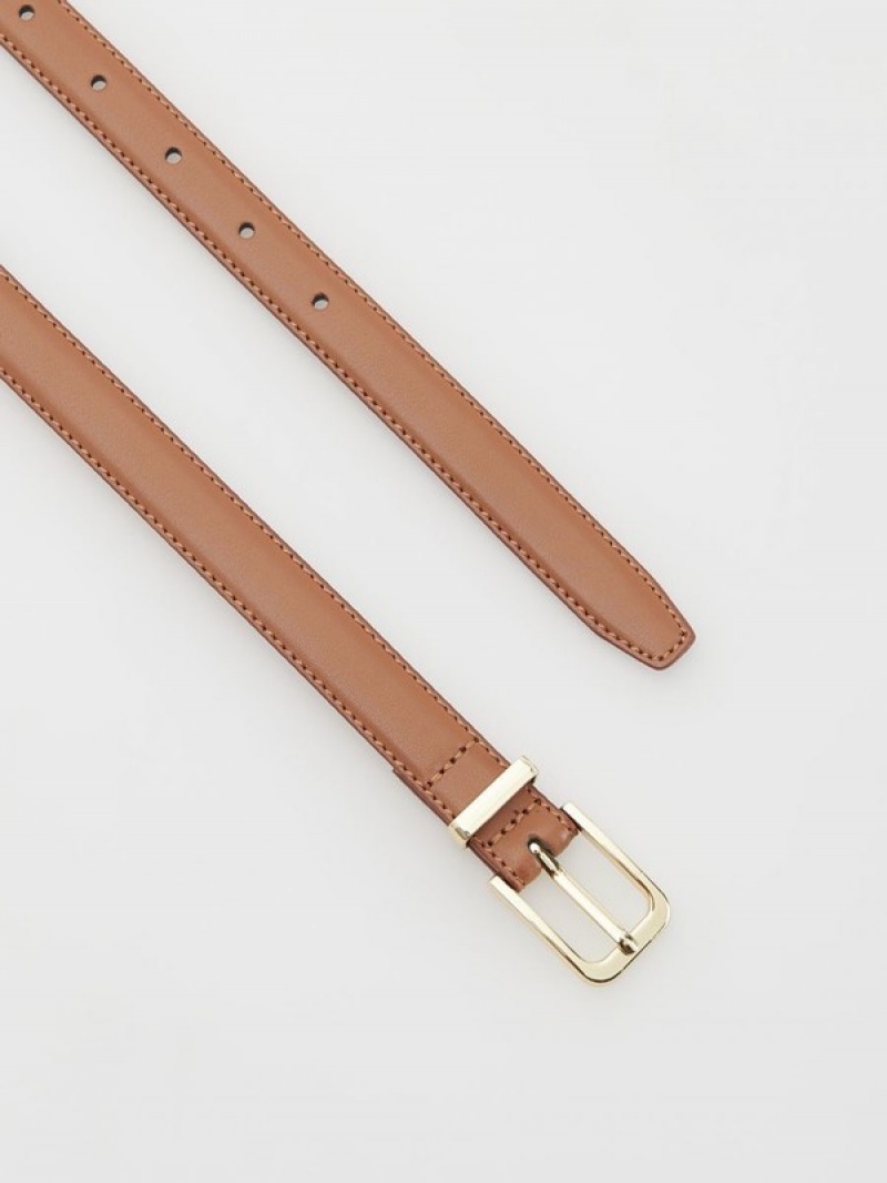 Brown Reserved Leatherbuckle Women's Belts | WYHF-86907