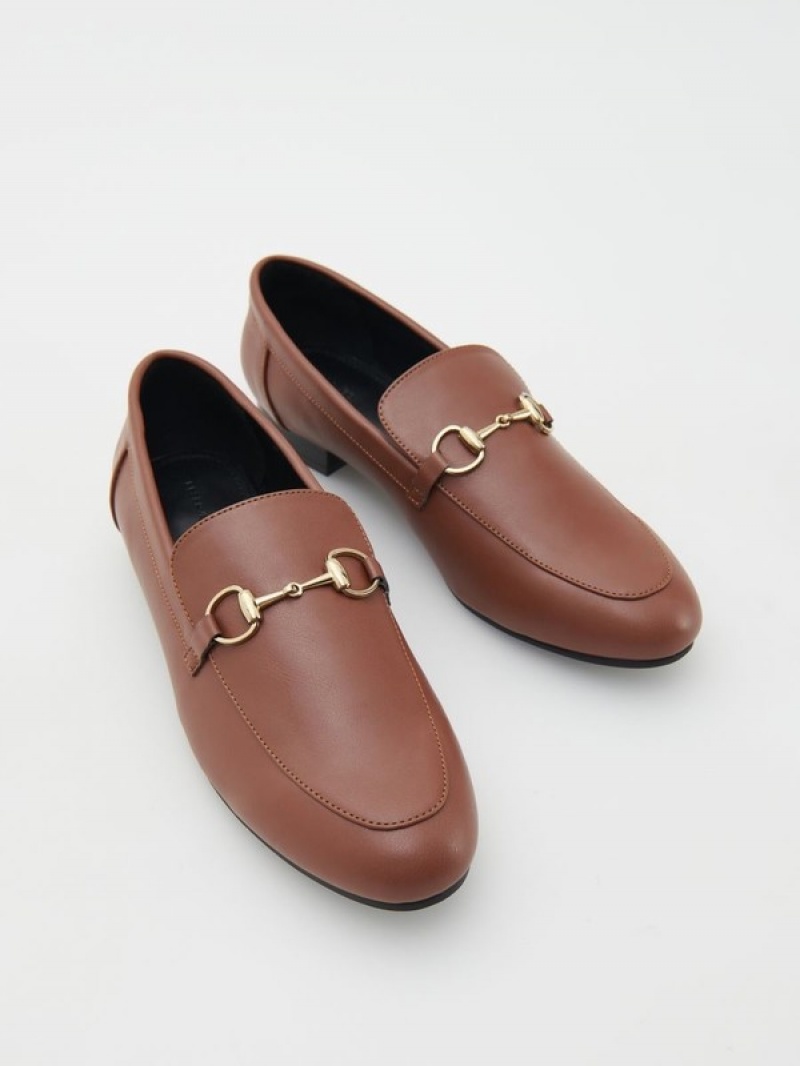 Brown Reserved Loafersdecorative Buckle Women's Loafers | CSFK-74923