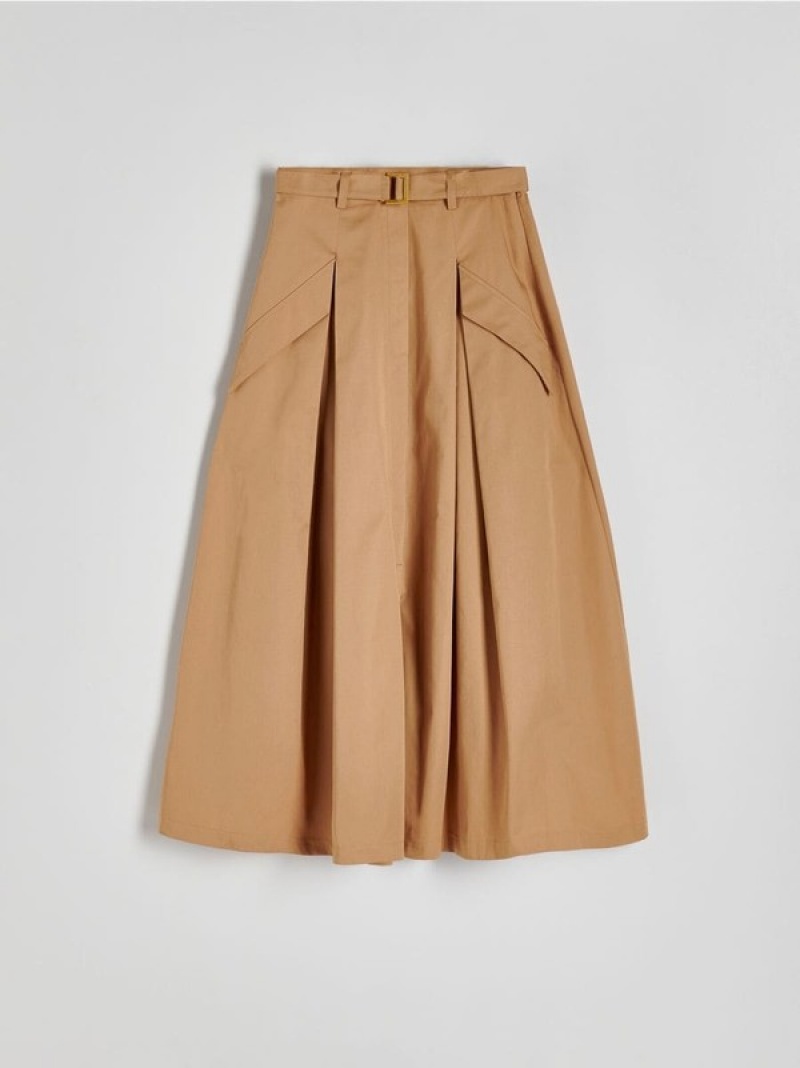 Brown Reserved Midi With Women's Skirts | ZYWK-84517