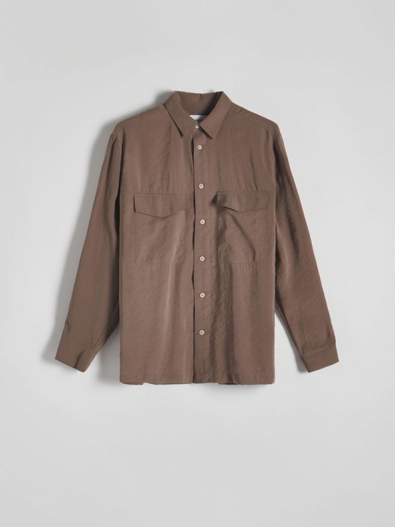 Brown Reserved Modal Rich Comfort Fit Men's Shirts | BWLG-83045