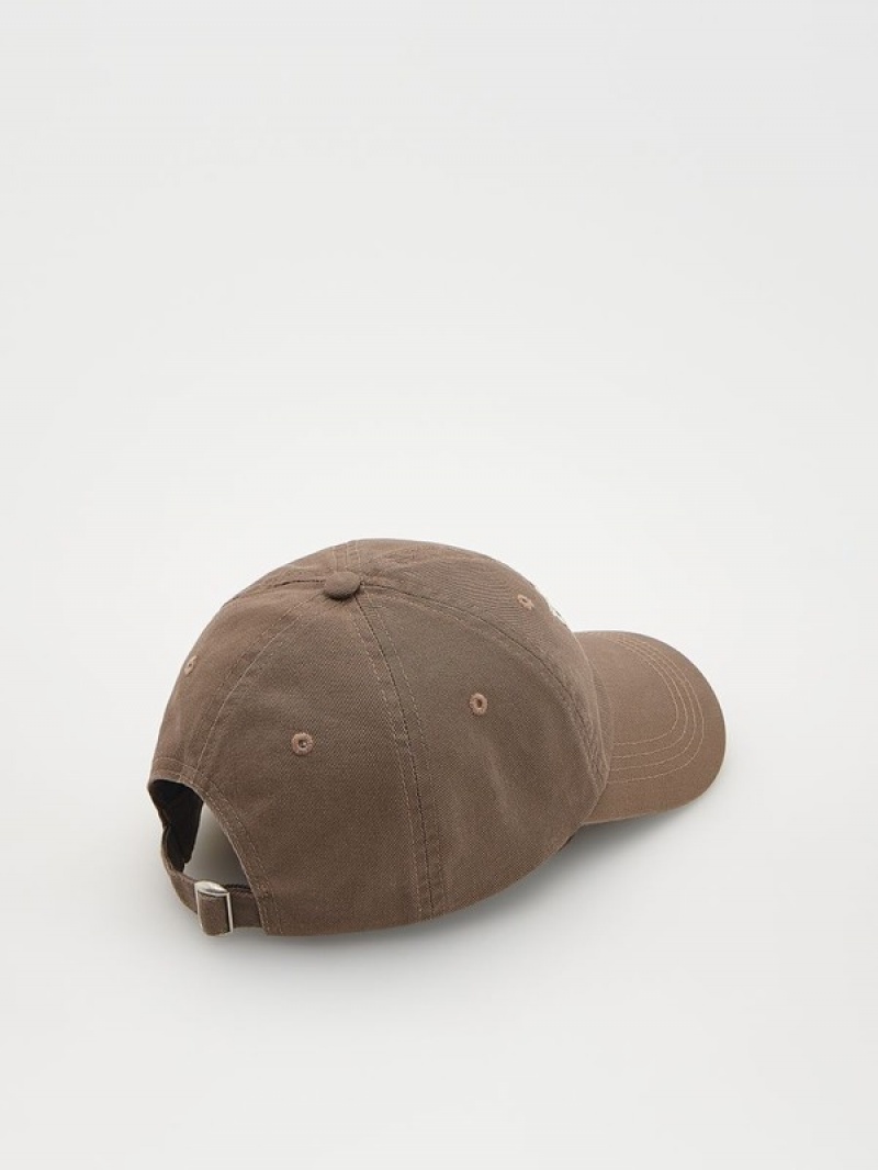 Brown Reserved Peaked Men's Caps | DJKL-01589