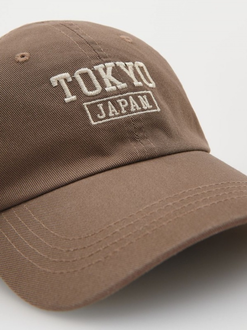 Brown Reserved Peaked Men's Caps | DJKL-01589