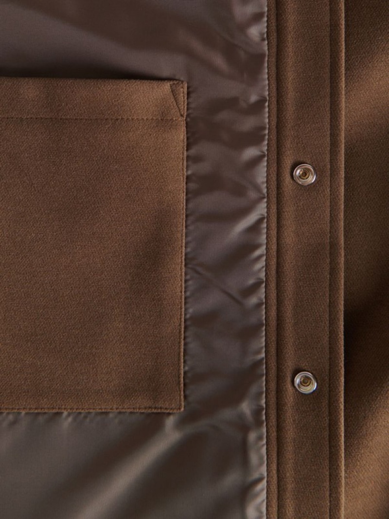 Brown Reserved Shacket Men's Jackets | JTEO-18526