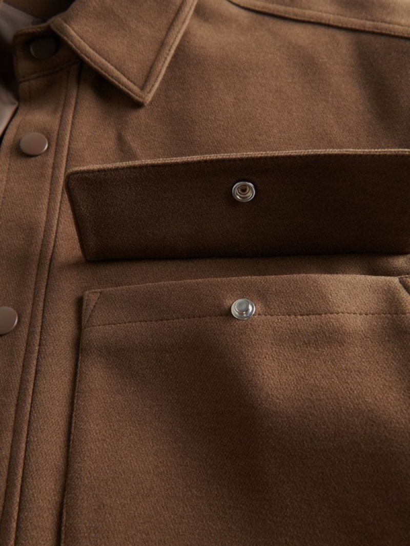 Brown Reserved Shacket Men's Jackets | JTEO-18526