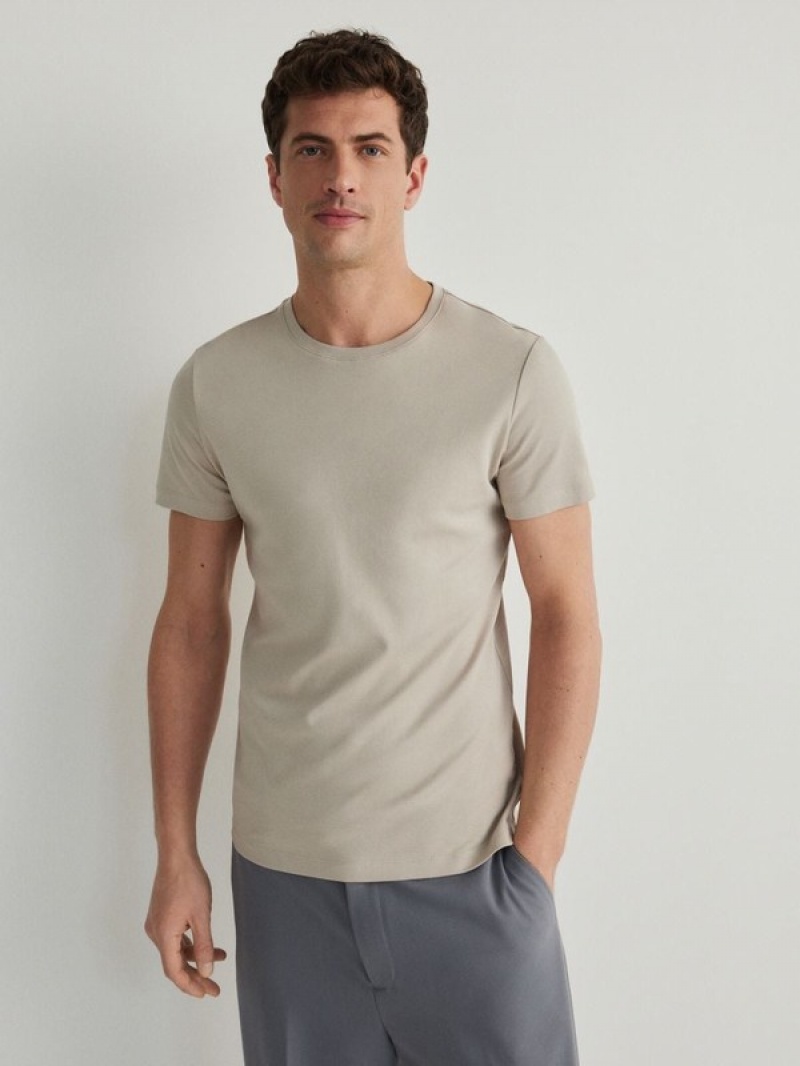 Brown Reserved Slim Fit Men's T-shirts | HKDF-50473