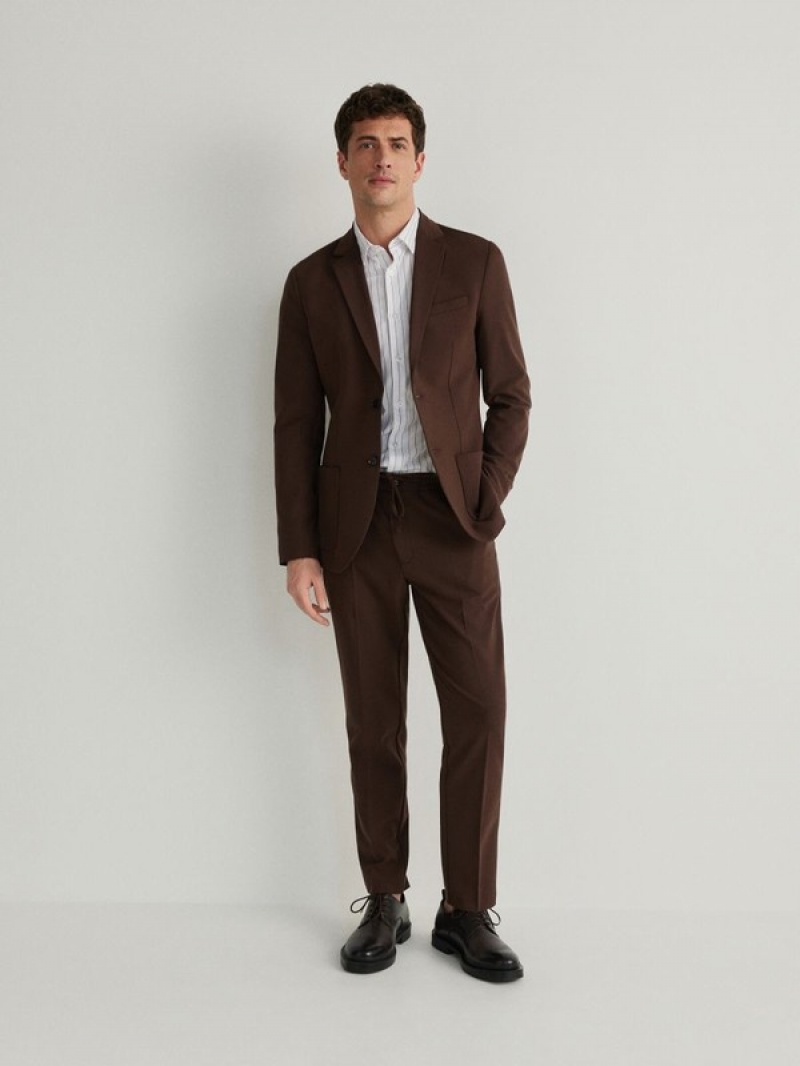 Brown Reserved Slim Joggers Men's Suits | NOIY-80693