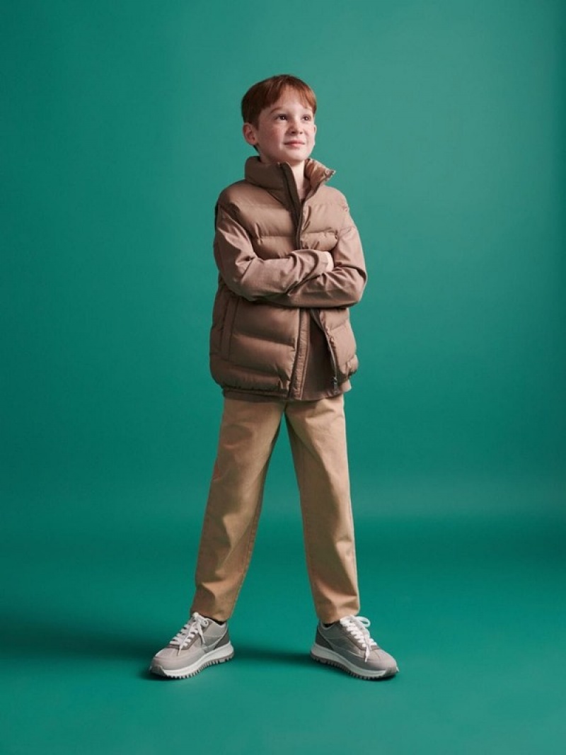 Brown Reserved Stand Up Collar Boys' Jackets | ZSUM-95307