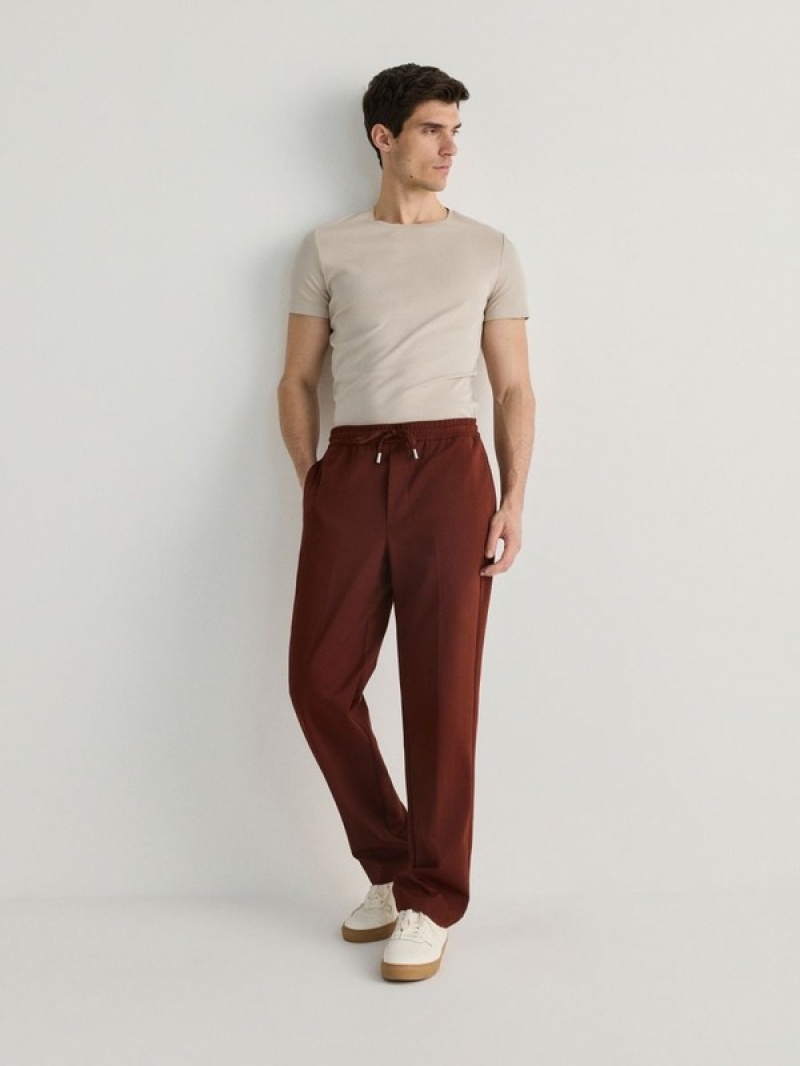 Brown Reserved Wide Leg Men's Trousers | UMRW-04286