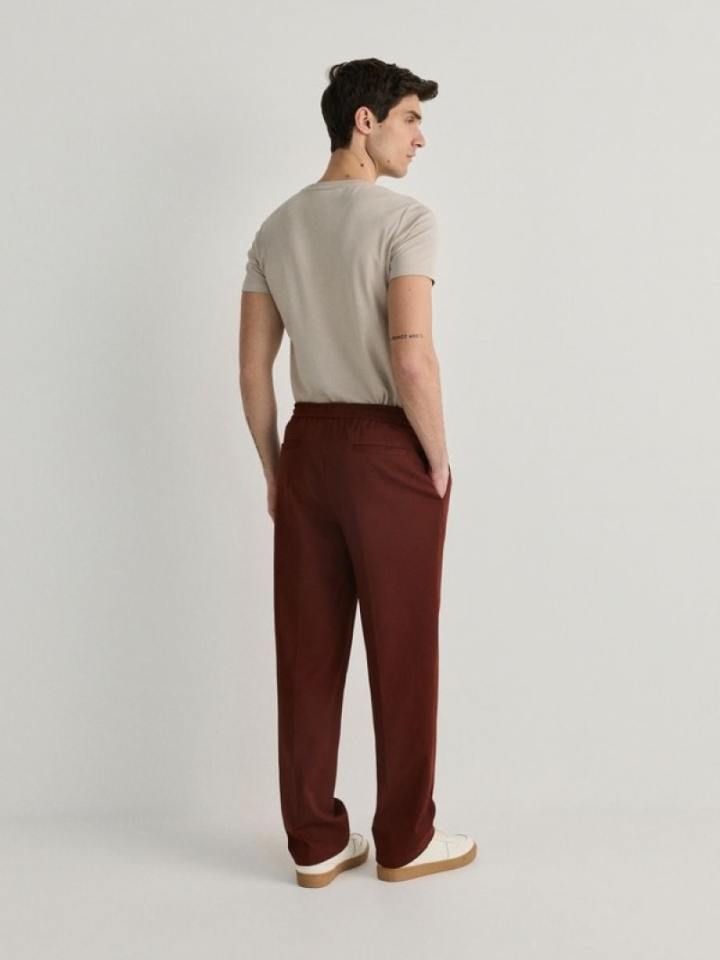 Brown Reserved Wide Leg Men's Trousers | UMRW-04286