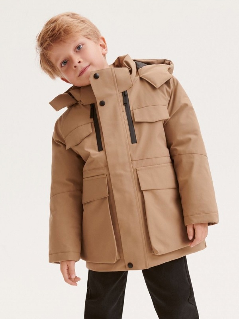 Brown Reserved Winterhood Boys' Jackets | BTGS-05134