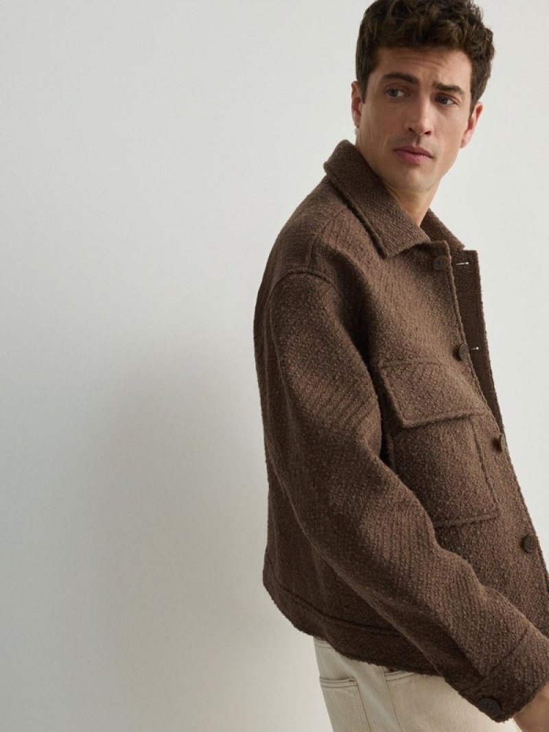 Brown Reserved Wool Blend Men's Jackets | STIA-60291