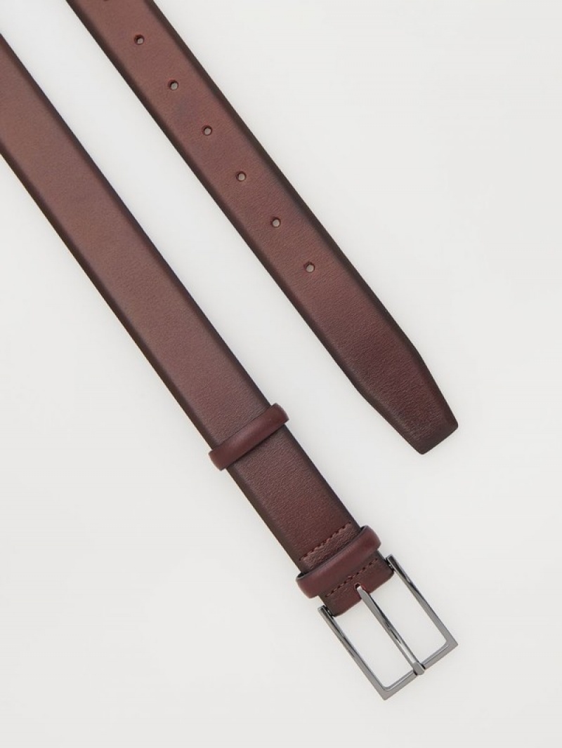 Burgundy Reserved Leatherbuckle Men's Belts | TSYI-80796