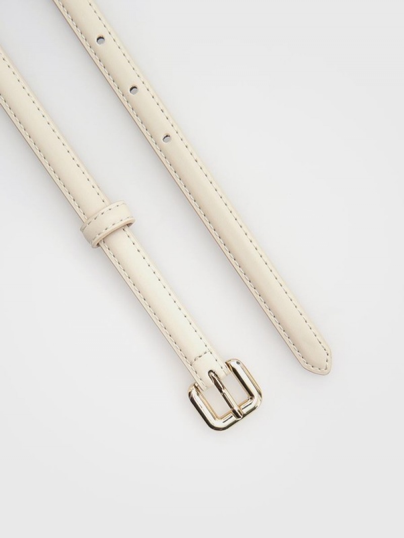 Cream Reserved Beltdecorative Buckle Women's Belts | PSBL-34209