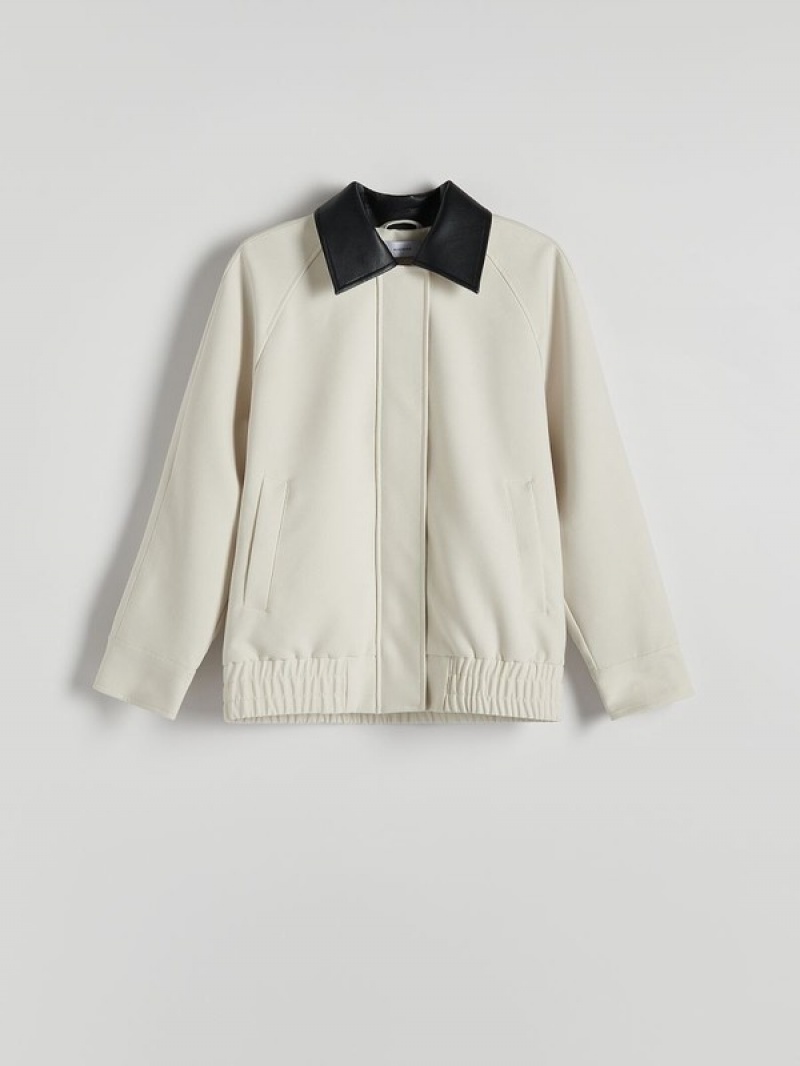 Cream Reserved Bomber Women's Jackets | VNTP-47931