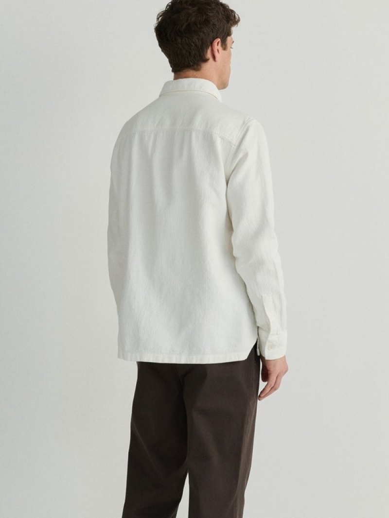 Cream Reserved Boxy Men's Shirts | XYLF-95216