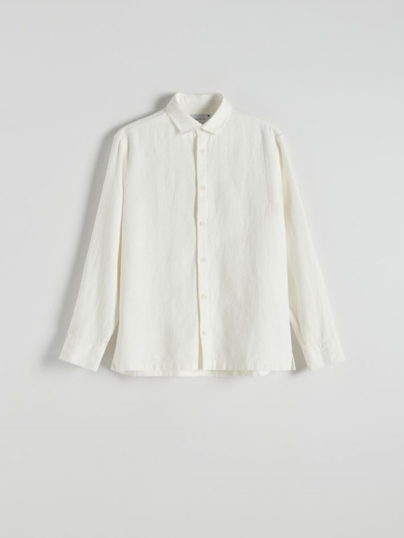 Cream Reserved Boxy Men's Shirts | XYLF-95216