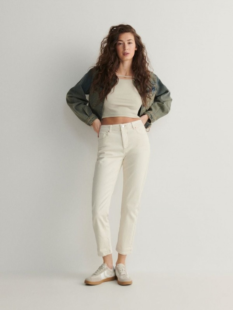 Cream Reserved Boyfriend Slim Women's Jeans | BSOW-20489