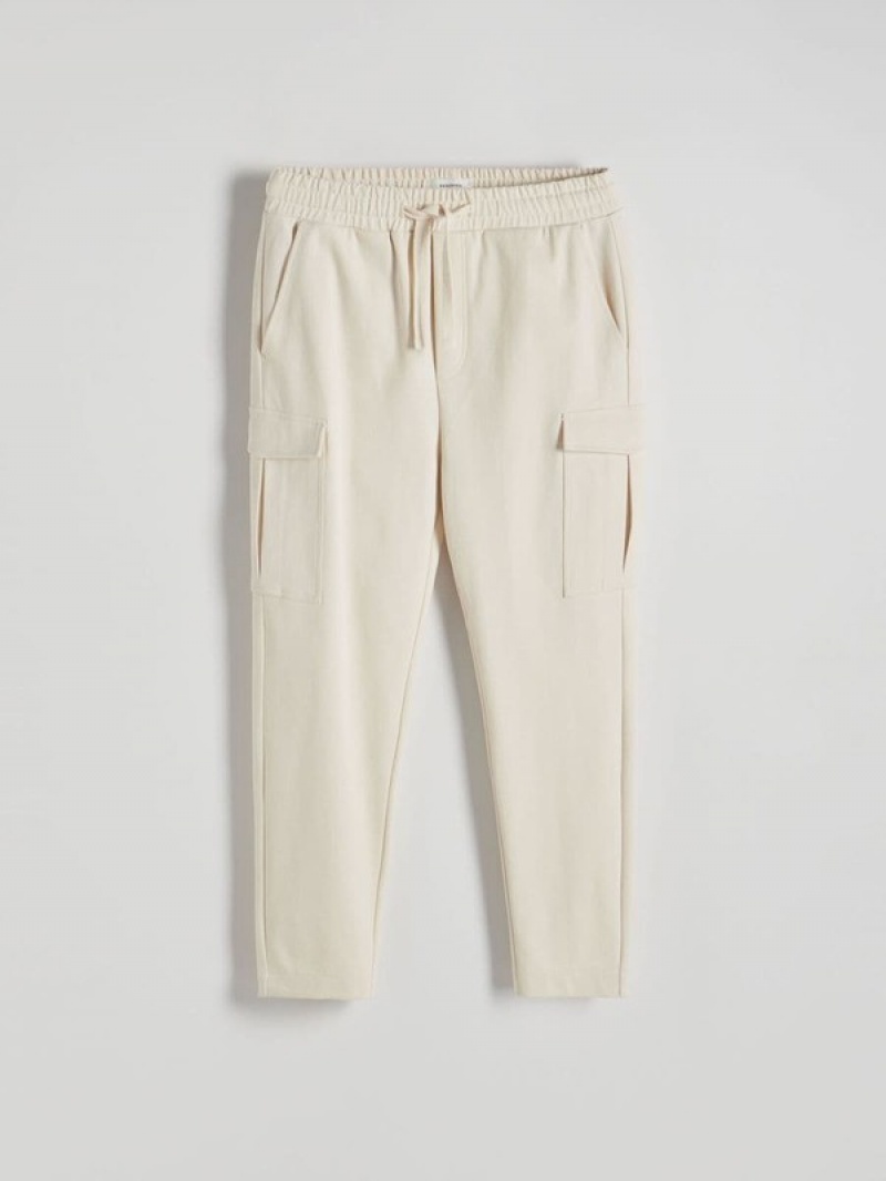 Cream Reserved Cargo Men's Trousers | CJFP-45176